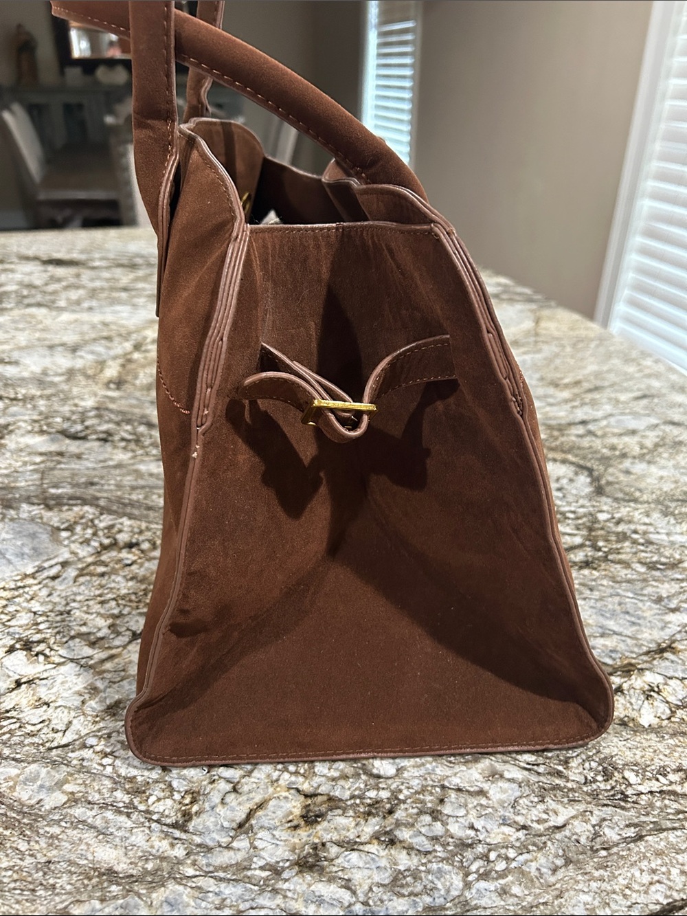 Brown Suede Top-Handle Satchel. Beautiful - Picture 2 of 4